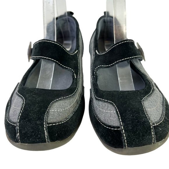 Lands End Womens Mary Janes Loafers Flats Sporty Casual Gray Black Shoes sz 8.5 - Picture 2 of 16